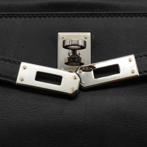 HERMES KELLY POCHETTE MINI SELLIER BLACK GULLIVER HAND BAG 2006 SQUARE J PALLADIUM HARDWARE 90351074