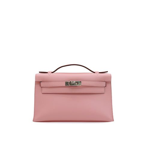 HERMES KELLY POCHETTE ROSE SAKURA VEAU SWIFT HAND BAG 2025 K STAMP PALLADIUM HARDWARE 90331865