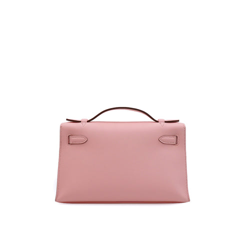 HERMES KELLY POCHETTE ROSE SAKURA VEAU SWIFT HAND BAG 2025 K STAMP PALLADIUM HARDWARE 90331865