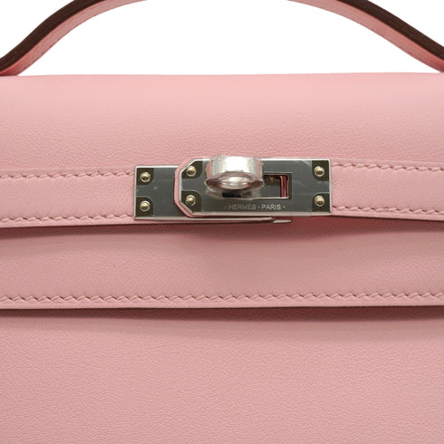 HERMES KELLY POCHETTE ROSE SAKURA VEAU SWIFT HAND BAG 2025 K STAMP PALLADIUM HARDWARE 90331865
