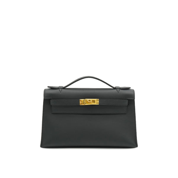 HERMES KELLY POCHETTE SELLIER BLACK VEAU SWIFT HAND BAG 2024 W STAMP GOLD HARDWARE 90331852