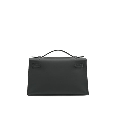 HERMES KELLY POCHETTE SELLIER BLACK VEAU SWIFT HAND BAG 2024 W STAMP GOLD HARDWARE 90331852