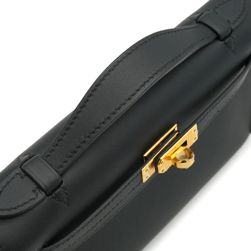 HERMES KELLY POCHETTE SELLIER BLACK VEAU SWIFT HAND BAG 2024 W STAMP GOLD HARDWARE 90331852