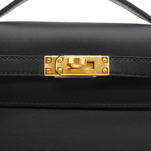 HERMES KELLY POCHETTE SELLIER BLACK VEAU SWIFT HAND BAG 2024 W STAMP GOLD HARDWARE 90331852