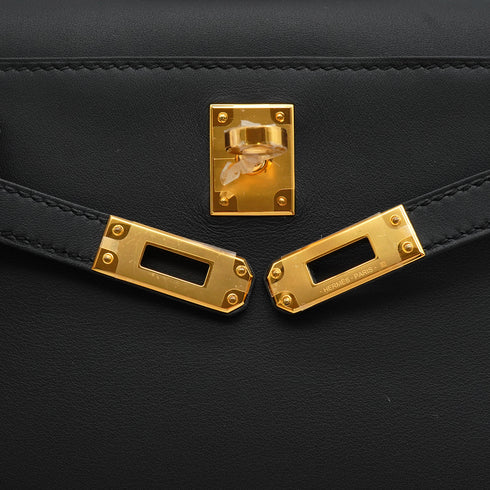 HERMES KELLY POCHETTE SELLIER BLACK VEAU SWIFT HAND BAG 2024 W STAMP GOLD HARDWARE 90331852