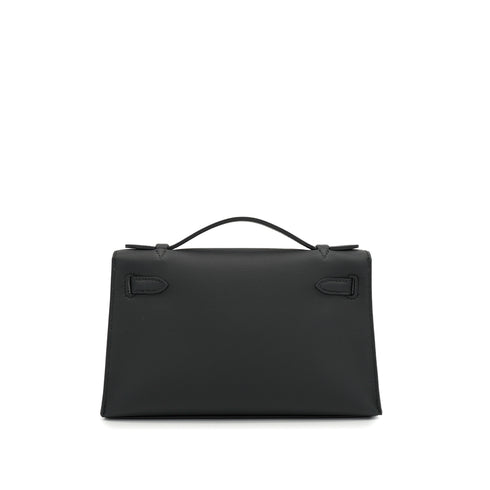 HERMES KELLY POCHETTE SELLIER BLACK VEAU SWIFT HAND BAG 2025 K STAMP GOLD HARDWARE 90330700