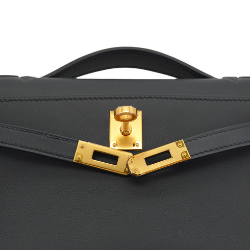 HERMES KELLY POCHETTE SELLIER BLACK VEAU SWIFT HAND BAG 2025 K STAMP GOLD HARDWARE 90330700