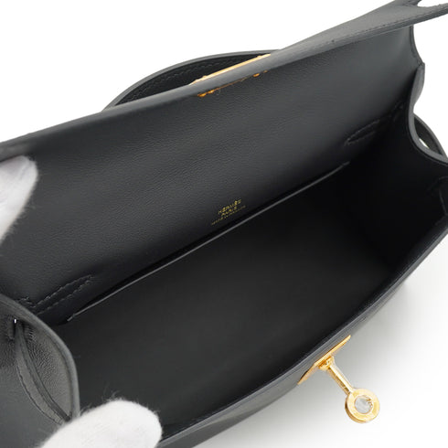 HERMES KELLY POCHETTE SELLIER BLACK VEAU SWIFT HAND BAG 2025 K STAMP GOLD HARDWARE 90330700