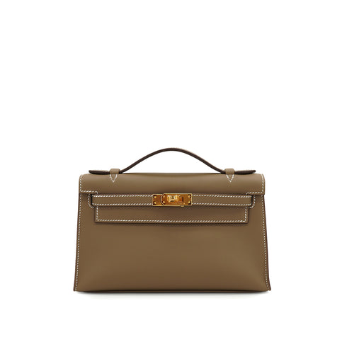 HERMES KELLY POCHETTE SELLIER ETOUPE SWIFT HAND BAG 2025 K STAMP GOLD HARDWARE 90333266