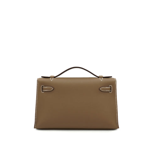 HERMES KELLY POCHETTE SELLIER ETOUPE SWIFT HAND BAG 2025 K STAMP GOLD HARDWARE 90333266