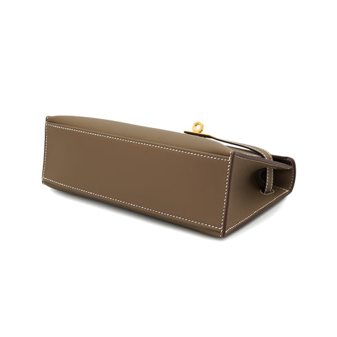 HERMES KELLY POCHETTE SELLIER ETOUPE SWIFT HAND BAG 2025 K STAMP GOLD HARDWARE 90333266