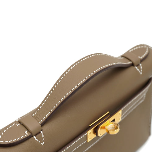 HERMES KELLY POCHETTE SELLIER ETOUPE SWIFT HAND BAG 2025 K STAMP GOLD HARDWARE 90333266