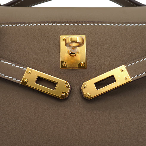 HERMES KELLY POCHETTE SELLIER ETOUPE SWIFT HAND BAG 2025 K STAMP GOLD HARDWARE 90333266