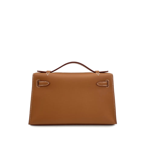 HERMES KELLY POCHETTE SELLIER GOLD SWIFT HAND BAG 2025 K STAMP GOLD HARDWARE 90320165