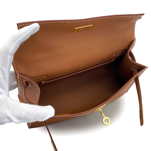 HERMES KELLY POCHETTE SELLIER GOLD SWIFT HAND BAG 2025 K STAMP GOLD HARDWARE 90320165