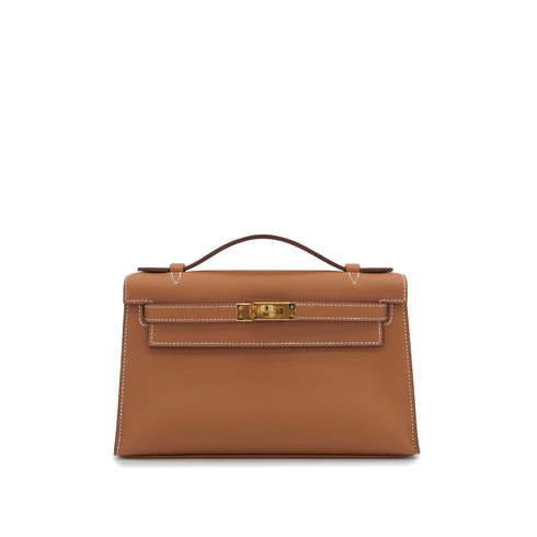 HERMES KELLY POCHETTE SELLIER GOLD VEAU SWIFT HAND BAG 2025 K STAMP GOLD HARDWARE 90325350