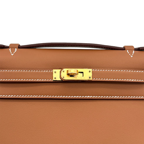 HERMES KELLY POCHETTE SELLIER GOLD VEAU SWIFT HAND BAG 2025 K STAMP GOLD HARDWARE 90325350
