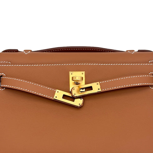 HERMES KELLY POCHETTE SELLIER GOLD VEAU SWIFT HAND BAG 2025 K STAMP GOLD HARDWARE 90325350
