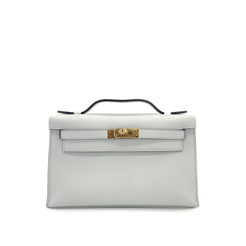 HERMES KELLY POCHETTE SELLIER GRIS PERLE VEAU SWIFT HAND BAG 2025 K STAMP PERMABRASS GOLD HARDWARE 90323970