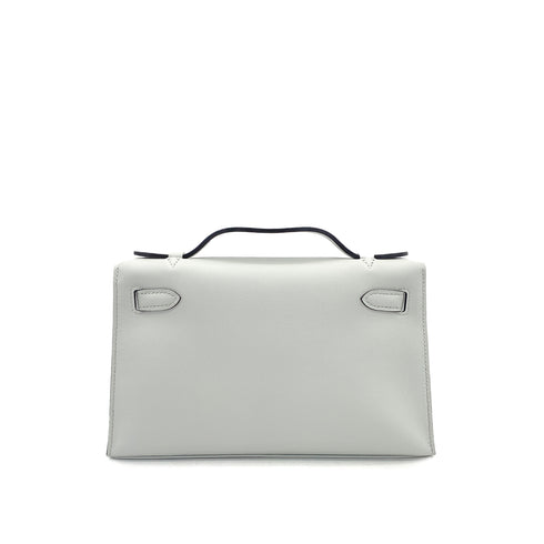 HERMES KELLY POCHETTE SELLIER GRIS PERLE VEAU SWIFT HAND BAG 2025 K STAMP PERMABRASS GOLD HARDWARE 90323970