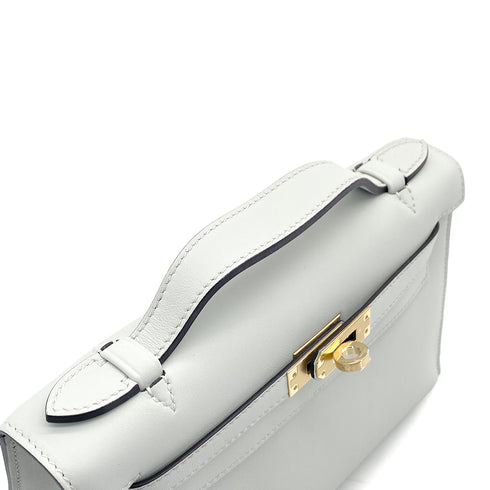 HERMES KELLY POCHETTE SELLIER GRIS PERLE VEAU SWIFT HAND BAG 2025 K STAMP PERMABRASS GOLD HARDWARE 90323970