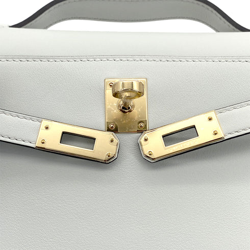 HERMES KELLY POCHETTE SELLIER GRIS PERLE VEAU SWIFT HAND BAG 2025 K STAMP PERMABRASS GOLD HARDWARE 90323970