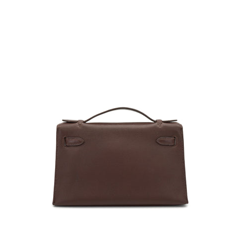 HERMES KELLY POCHETTE SELLIER HAVANE EVERGRAIN HAND BAG 2008 SQUARE L GOLD HARDWARE 90330948