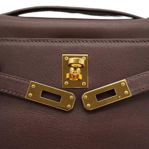 HERMES KELLY POCHETTE SELLIER HAVANE EVERGRAIN HAND BAG 2008 SQUARE L GOLD HARDWARE 90330948