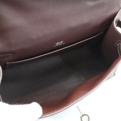HERMES KELLY POCHETTE SELLIER HAVANE EVERGRAIN HAND BAG 2006 SQUARE J PALLADIUM HARDWARE 90339639