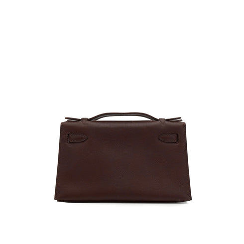 HERMES KELLY POCHETTE SELLIER HAVANE EVERGRAIN HAND BAG 2006 SQUARE J PALLADIUM HARDWARE 90339639
