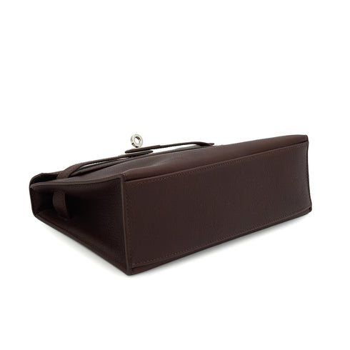 HERMES KELLY POCHETTE SELLIER HAVANE EVERGRAIN HAND BAG 2006 SQUARE J PALLADIUM HARDWARE 90339639