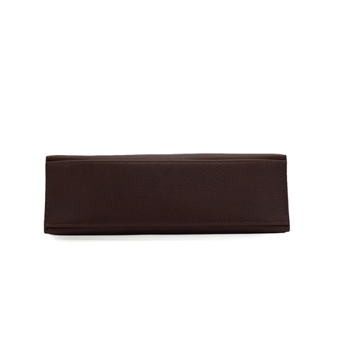 HERMES KELLY POCHETTE SELLIER HAVANE EVERGRAIN HAND BAG 2006 SQUARE J PALLADIUM HARDWARE 90339639