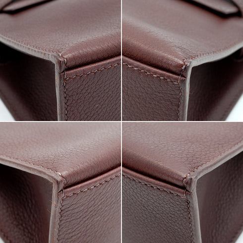HERMES KELLY POCHETTE SELLIER HAVANE EVERGRAIN HAND BAG 2006 SQUARE J PALLADIUM HARDWARE 90339639