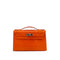 HERMES KELLY POCHETTE SELLIER TANGERINE LIZARD HAND BAG 2005 SQUARE I RUTHENIUM HARDWARE 90344360