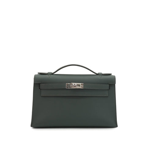 HERMES KELLY POCHETTE SELLIER VERT MANGROVE VEAU SWIFT HAND BAG 2025 K STAMP PALLADIUM HARDWARE 90333711