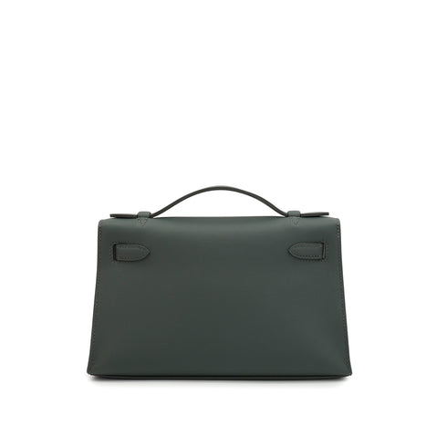HERMES KELLY POCHETTE SELLIER VERT MANGROVE VEAU SWIFT HAND BAG 2025 K STAMP PALLADIUM HARDWARE 90333711