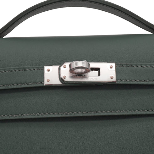 HERMES KELLY POCHETTE SELLIER VERT MANGROVE VEAU SWIFT HAND BAG 2025 K STAMP PALLADIUM HARDWARE 90333711
