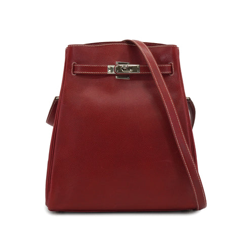 HERMES KELLY SPORTS MM ROUGE H LISSE SHOULDER BAG 2001 SQUARE E PALLADIUM HARDWARE 90339635