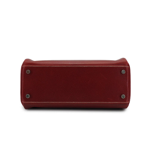 HERMES KELLY SPORTS MM ROUGE H LISSE SHOULDER BAG 2001 SQUARE E PALLADIUM HARDWARE 90339635