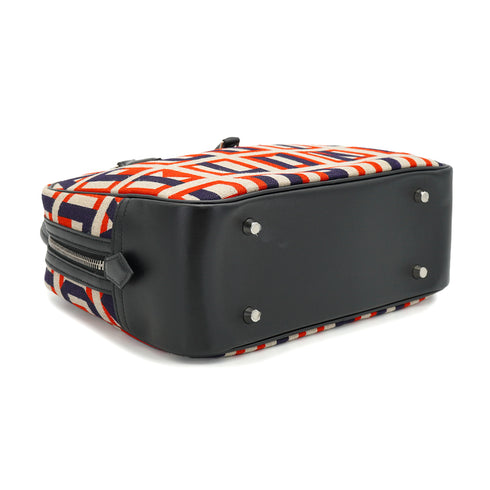 HERMES LETTRES AU CARRE PLUME 28 BLACK CAPUCINE BLUE INDIGO TOILE DE CAMP VEAU SWIFT HAND BAG 2018 C STAMP PALLADIUM HARDWARE 90340176