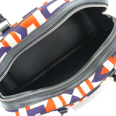 HERMES LETTRES AU CARRE PLUME 28 BLACK CAPUCINE BLUE INDIGO TOILE DE CAMP VEAU SWIFT HAND BAG 2018 C STAMP PALLADIUM HARDWARE 90340176
