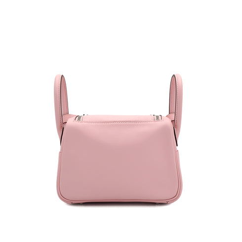 HERMES LINDY MINI ROSE SAKURA SWIFT SHOULDER BAG 2025 K STAMP PALLADIUM HARDWARE 90326763