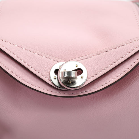 HERMES LINDY MINI ROSE SAKURA SWIFT SHOULDER BAG 2025 K STAMP PALLADIUM HARDWARE 90326763