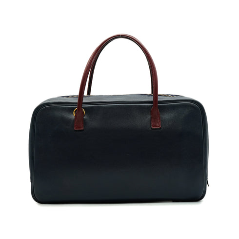 HERMES LORRAINE BLUE INDIGO ROUGE H VEAU GULLIVER HAND SHOULDER BAG 1992 CIRCLE V GOLD HARDWARE 90345054