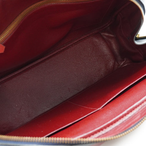 HERMES LORRAINE BLUE INDIGO ROUGE H VEAU GULLIVER HAND SHOULDER BAG 1992 CIRCLE V GOLD HARDWARE 90345054