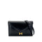 HERMES LYDIE BLACK BOXCALF CLUTCH SHOULDER BAG 1979 CIRCLE I GOLD HARDWARE 90321628