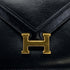 HERMES LYDIE BLACK BOXCALF CLUTCH SHOULDER BAG 1984 CIRCLE N GOLD HARDWARE 90321146