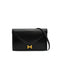 HERMES LYDIE BLACK BOX CALF CLUTCH SHOULDER BAG 1987 CIRCLE Q GOLD HARDWEAR 90341425