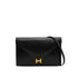 HERMES LYDIE BLACK BOX CALF CLUTCH SHOULDER BAG 1987 CIRCLE Q GOLD HARDWEAR 90341425