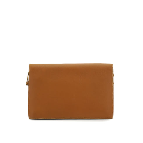 HERMES LYDIE GOLD COUCHEVEL CLUTCH SHOULDER BAG 1983 CIRCLE M GOLD HARDWARE 90333178